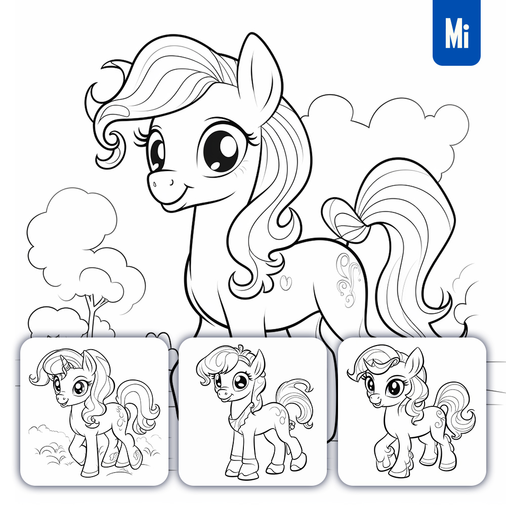 Midjourney Little Pony Polly Color Page Cartoon