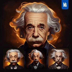 Midjourney Avatar Albert Einstein Head Portrait