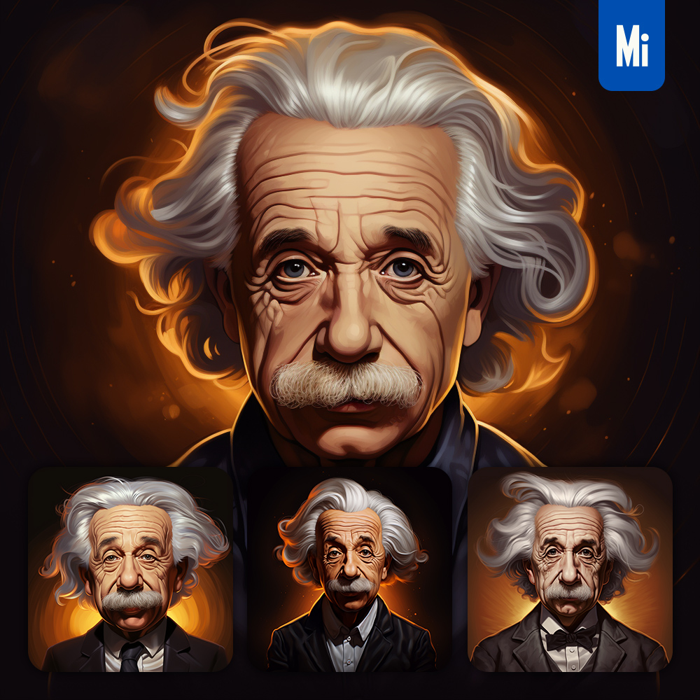Midjourney Avatar Albert Einstein Head Portrait