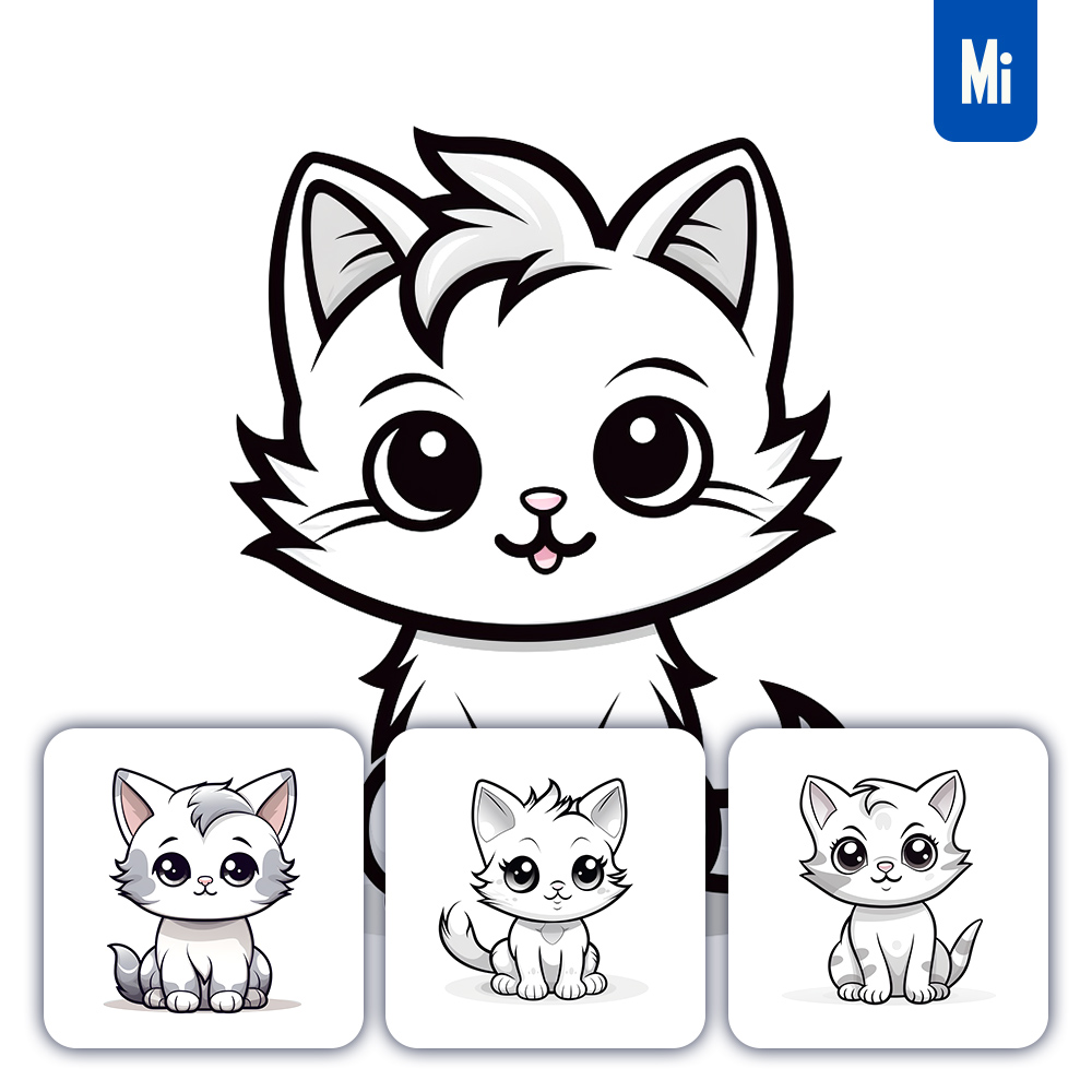 Midjourney Cat Cute Logo Mascot Vector