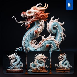 Midjourney Chinese Dragon Statue