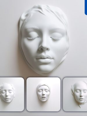 Midjourney Face Woman Head Porcelaine Gypsum White