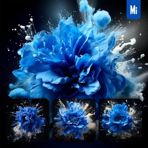 Midjourney Flower Blue Dust Explosion Bloom