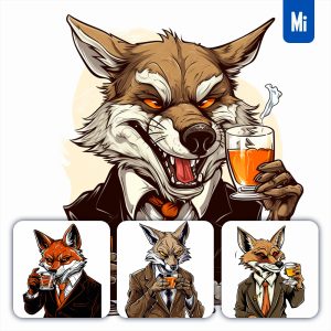 Midjourney Fox Coyote Drink Glass Cartoon