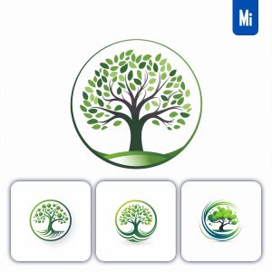 Midjourney Tree Logo Circle Green Vector