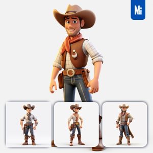 Midjourney Western Cowboy Cartoon 3D