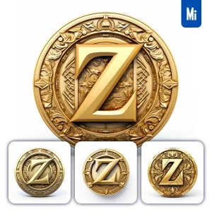 Midjourney Prompt Badge Logo Letter Z Gold Coin Golden