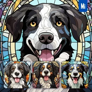 Midjourney Prompt Dog Border Collie Stained Glass
