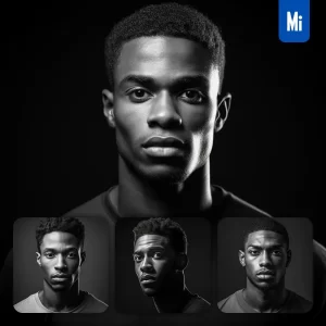 Midjourney Prompt Male Portrait Black and White Head Man Photography