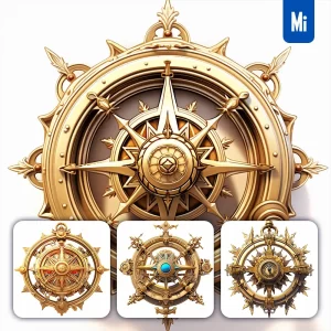 Midjourney Prompt Compass 3D Icon Gold