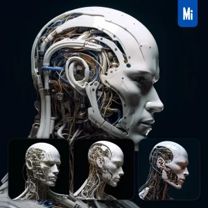 Midjourney Prompt Man Porcelain Head Face Robotic Artificial Intelligence