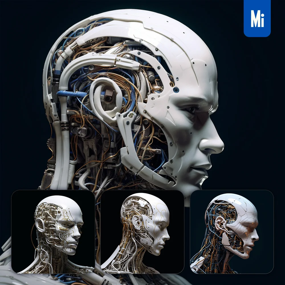 Midjourney Prompt Man Porcelain Head Face Robotic Artificial Intelligence