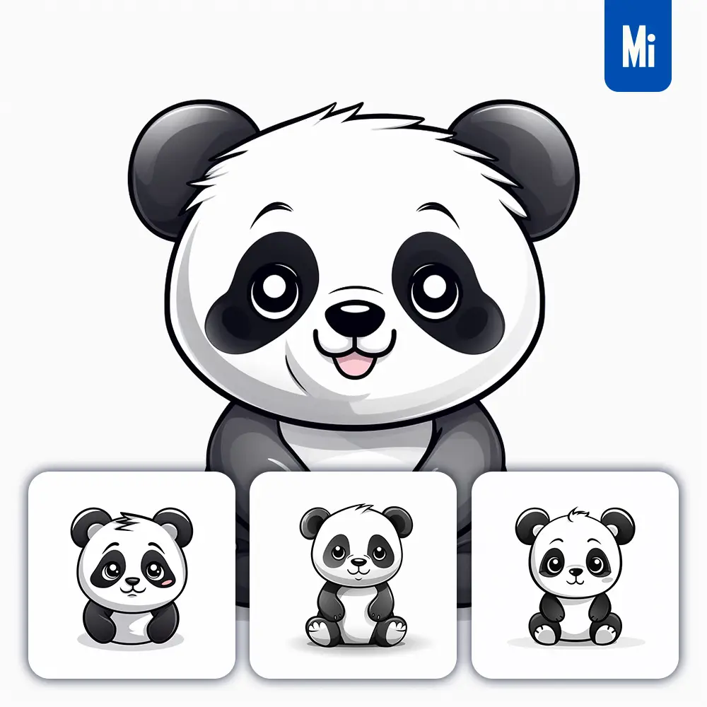 Midjourney Prompt Panda Cute Logo Mascot Vector Head Illustration