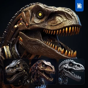 Midjourney Tyrannosaurus Dinosaur Metal Mechanical Robotic