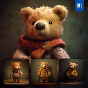 Midjourney Bear Doll Brown Stuffed Toy