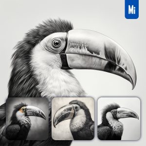 Midjourney Bird Toucan Head Sketch Pencil Drawing