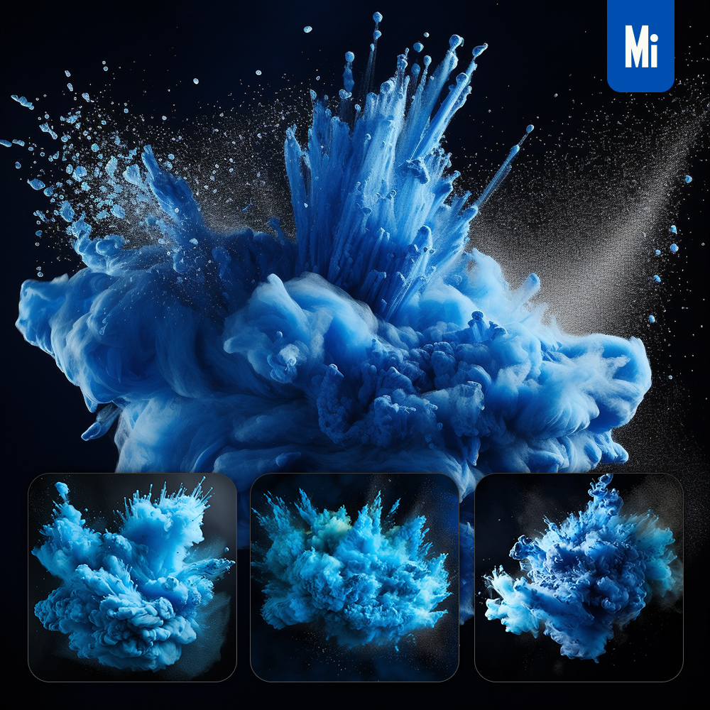 Midjourney Blue Powder Explosion Photography