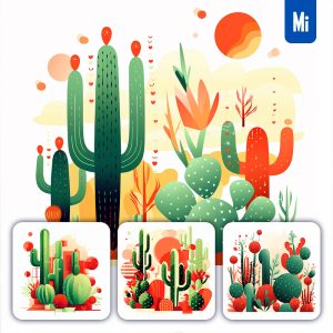 Midjourney Cactus Vector Abstract Shape Illustration