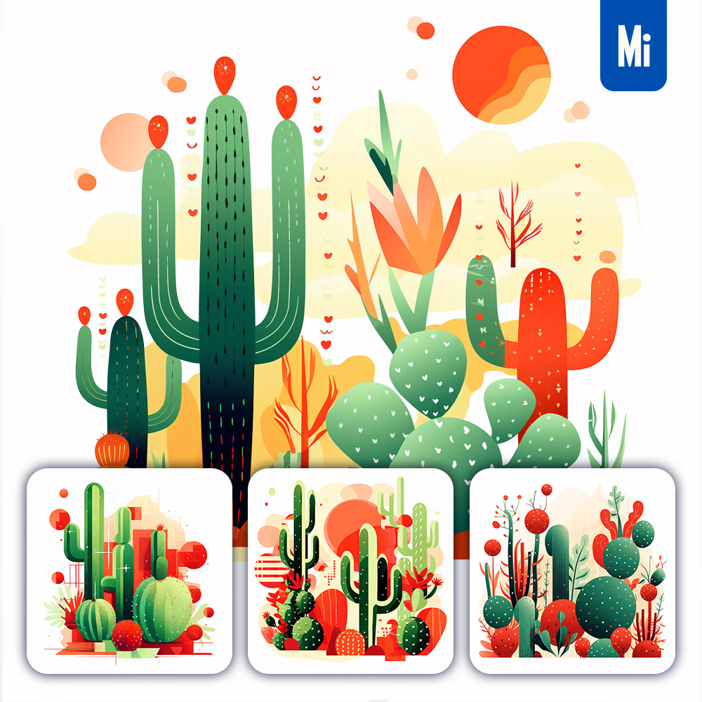 Midjourney Cactus Vector Abstract Shape Illustration