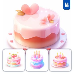 Midjourney Cake Birthday Icon 3D