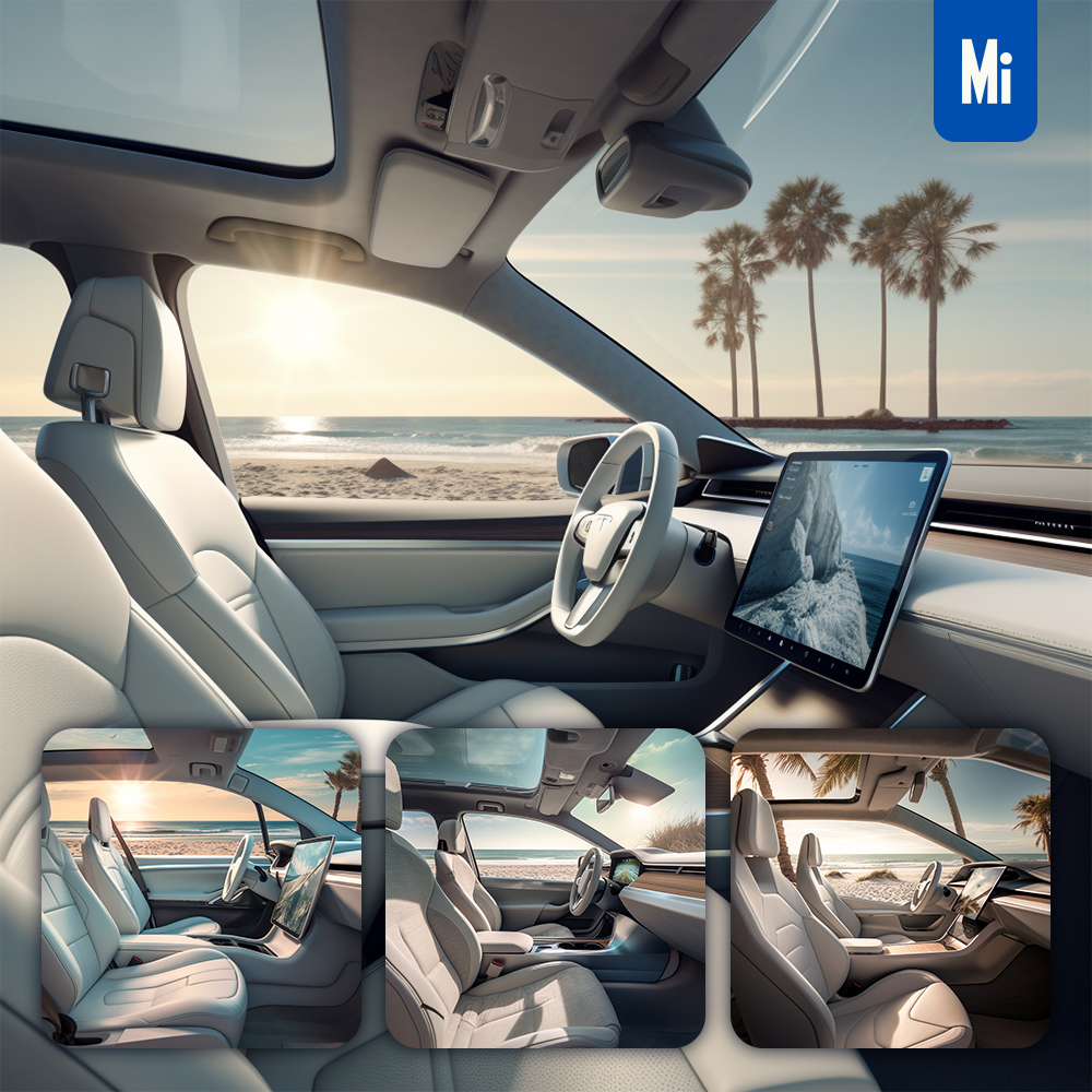 Midjourney Car Interior Beach Steering Wheel Photography