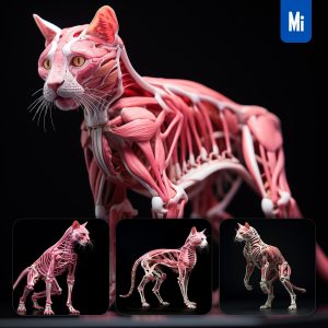 Midjourney Cat Muscle Skeletal Illustration Anatomy
