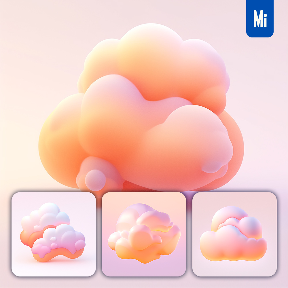 Midjourney Cloud Icon 3D Cartoon