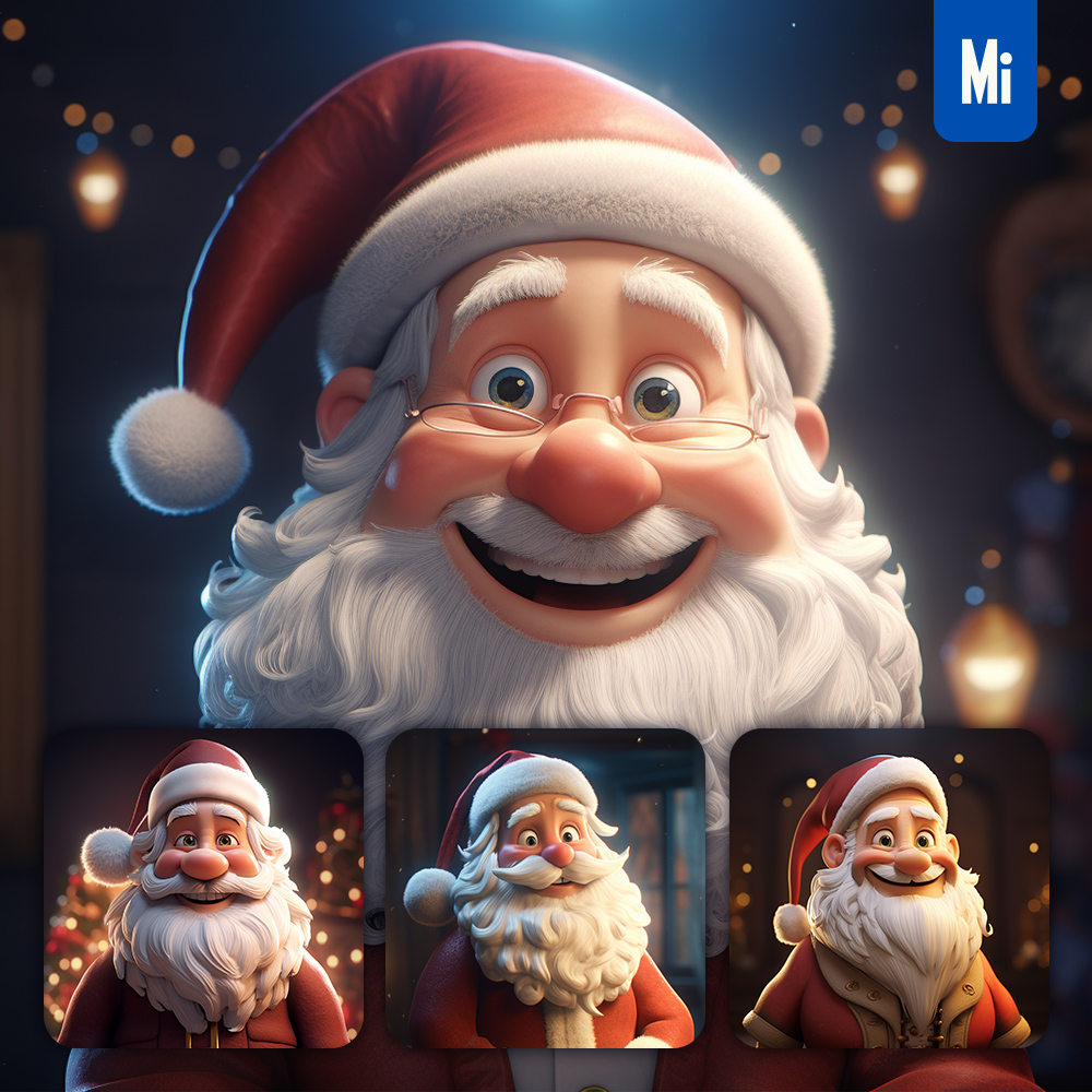 Midjourney Father Christmas 3D Happy Cute New Year