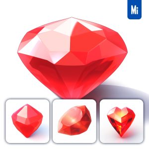 Midjourney Gem Red Game Icon 3D