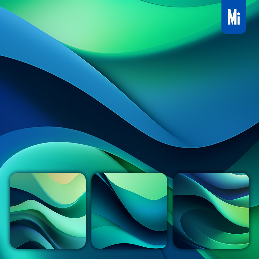 Midjourney Green Blue Wavy Abstract Background Wallpaper