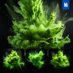 Midjourney Green Powder Explosion Photography