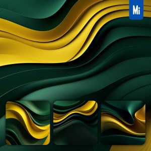 Midjourney Green Yellow Wavy Abstract Background Wallpaper