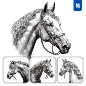 Midjourney Horse Head Sketch Vintage Illustration