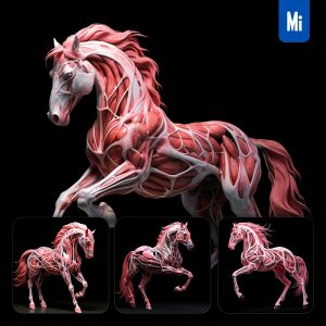Midjourney Horse Muscle Skeletal Anatomy Illustration