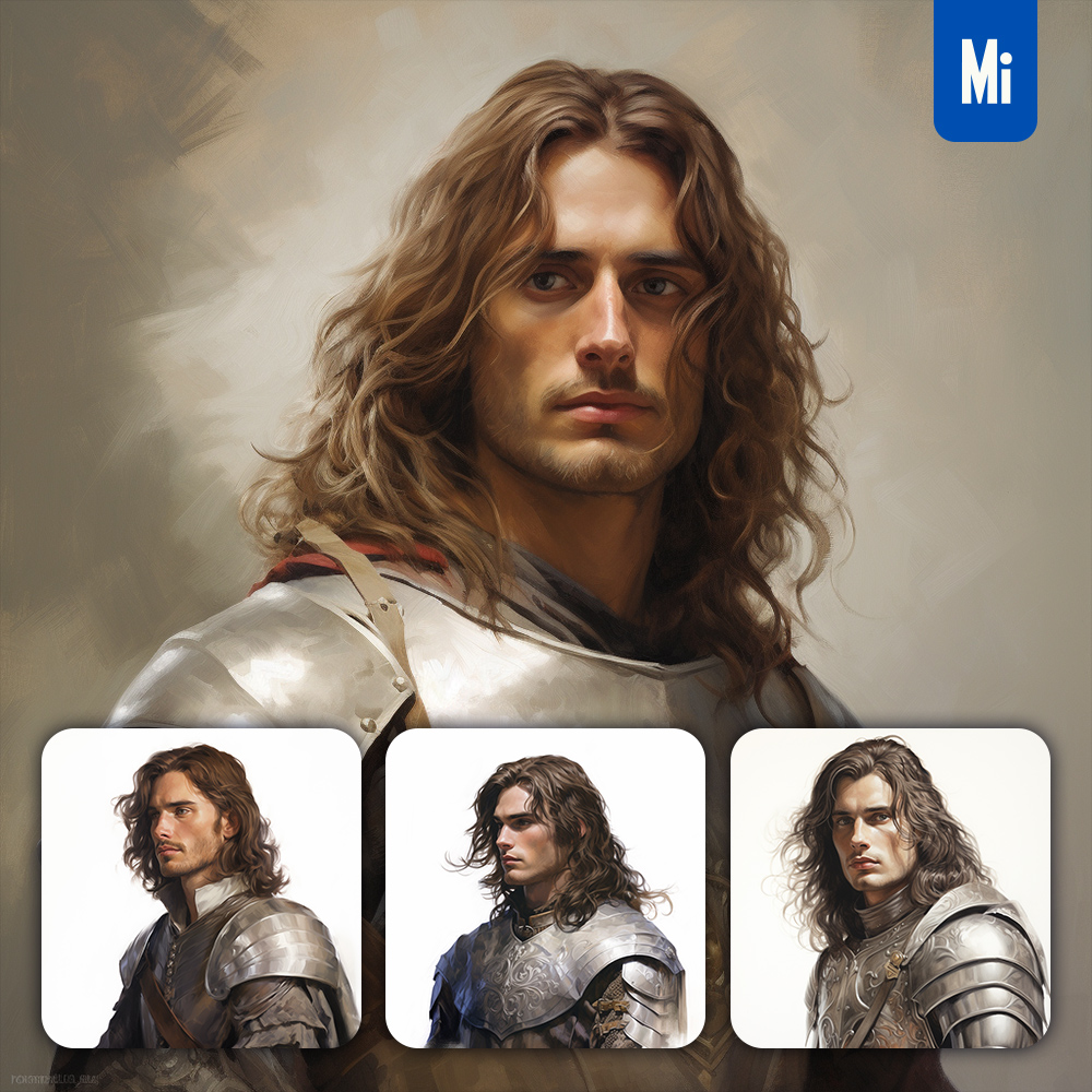 Midjourney Knight Man Oil Painting Drawing Portrait