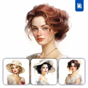 Midjourney Lady Woman Oil Painting Drawing Portrait