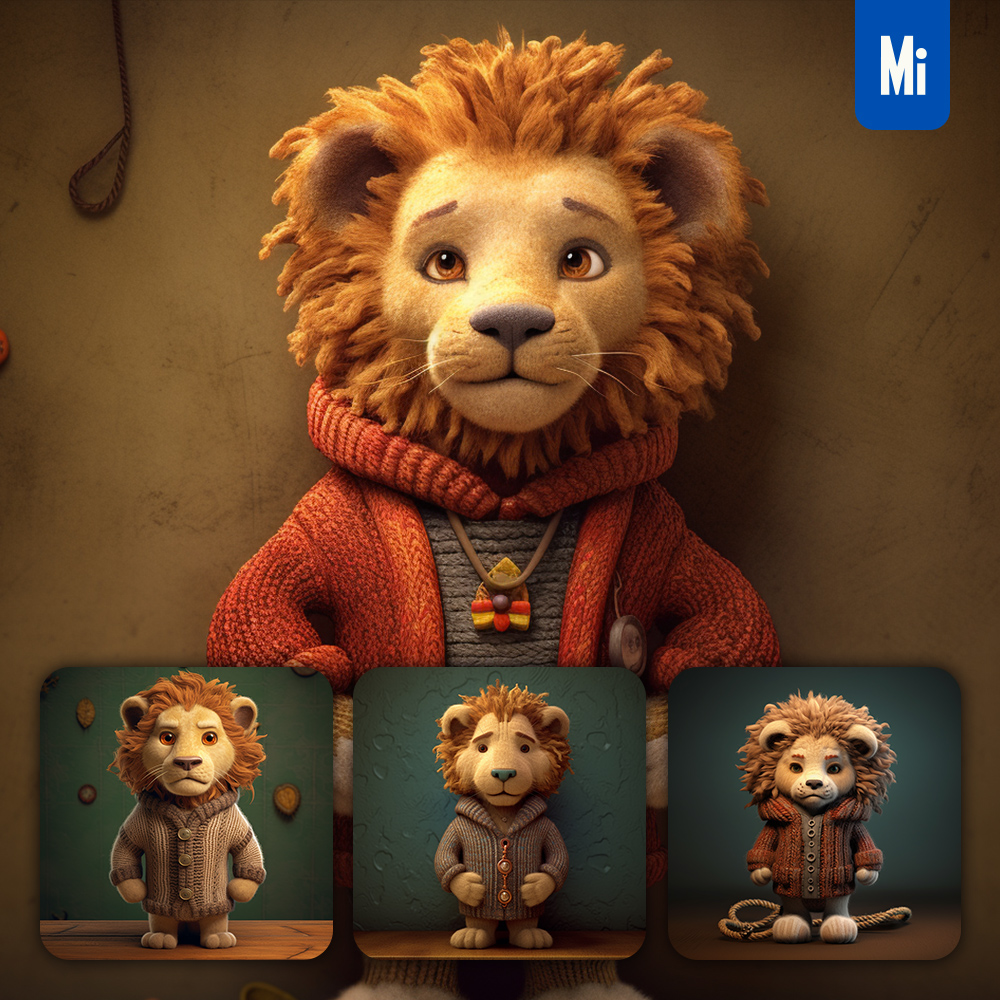 Midjourney Lion Cute Doll Stuffed Toy
