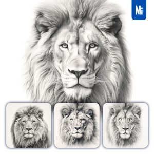 Midjourney Lion Head Sketch Pencil Drawing