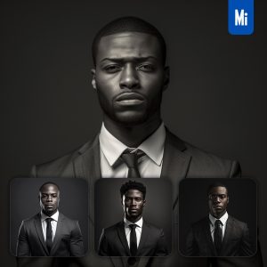 Midjourney Male African Man Black and White Head Photography