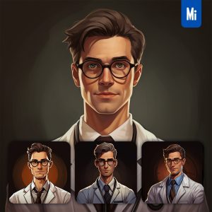 Midjourney Man Male Doctor Glasses Cartoon