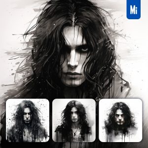 Midjourney Man Male Head Front Long Hair Face