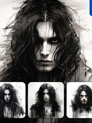 Midjourney Man Male Head Front Long Hair Face