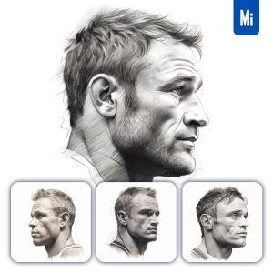 Midjourney Man Male Head Sketch Pencil Drawing