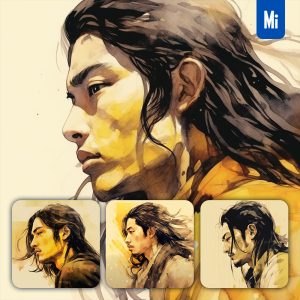 Midjourney Man Male Face Long Hair Painting Comic