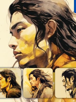 Midjourney Man Male Face Long Hair Painting Comic