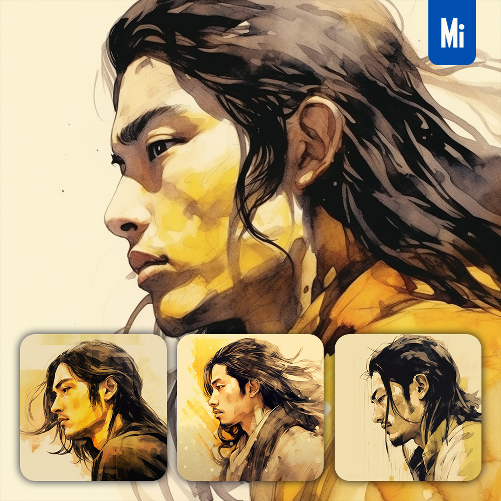 Midjourney Man Male Face Long Hair Painting Comic