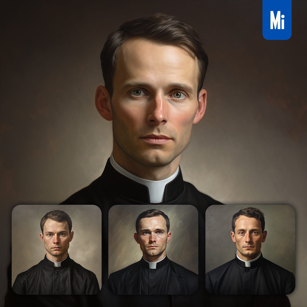 Midjourney Man Priest Oil Painting Drawing Portrait