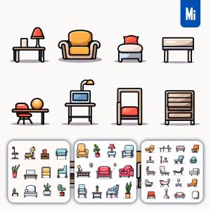 Midjourney Modern Sofa Furniture Icon Cartoon