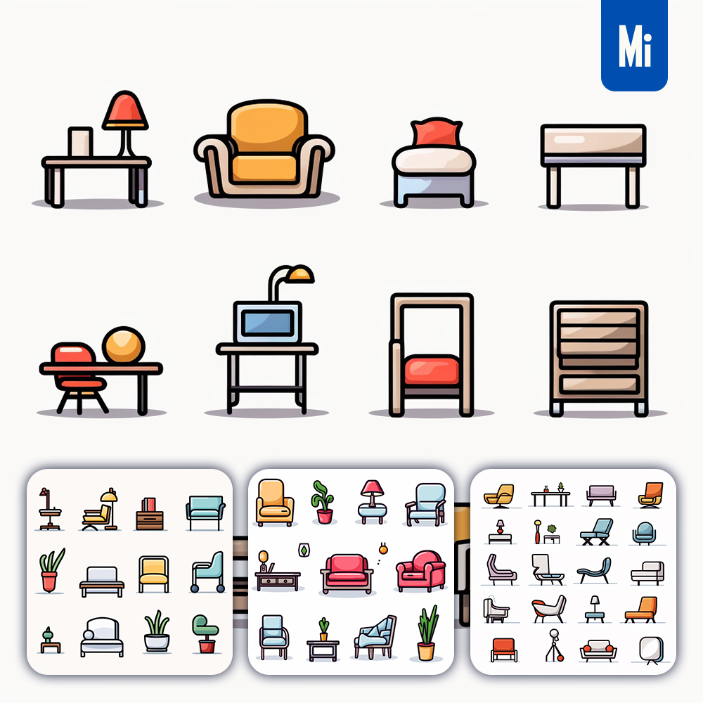 Midjourney Modern Sofa Furniture Icon Cartoon