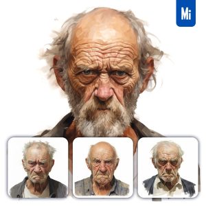 Midjourney Old Man Oil Painting Drawing Portrait